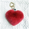 Love Heart Rex Rabbit Fur Key Holder Red