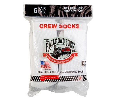 Railroad Socks White Crew Socks - 6090