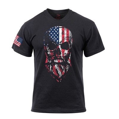 Rothco US Flag Bearded Skull T-Shirt - 10812