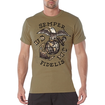 Rothco Coyote Usmc Semper Fidelis T-shirt 11780