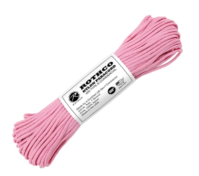 Rothco 100 Feet Rose Pink Nylon Paracord - 125