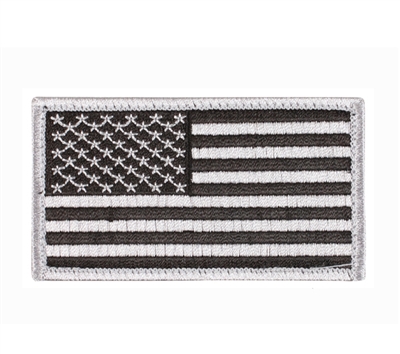 Rothco 17781 US Flag Patch With Hook Back Silver-black - 17781