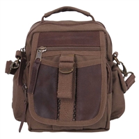 Rothco Brown Canvas and Leather Travel Shoulder Bag - 2815