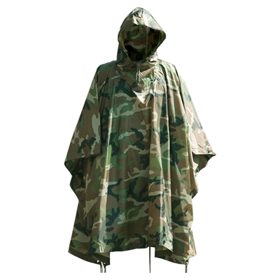 Rothco Woodland Camo Hooded Vinyl Ponchos - 3757