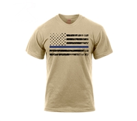 Rothco Desert Sand with Black Flag Thin Blue Line T-Shirt - 3960