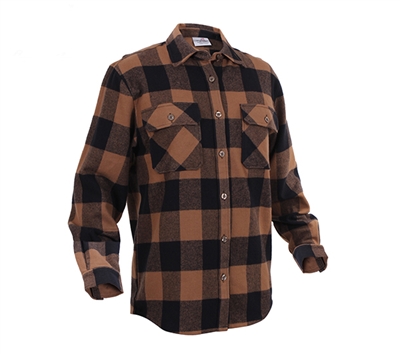 Rothco Brown Plaid Flannel Shirt - 4667