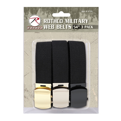 Rothco 4709 Black Military Web Belts 3 Pack