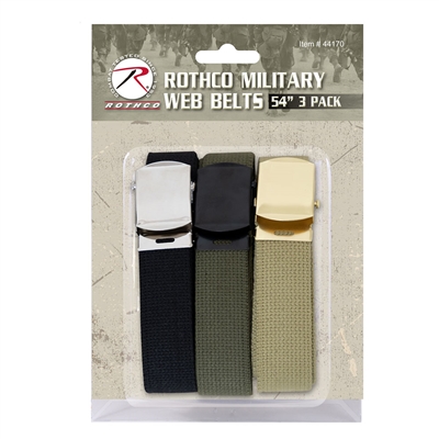 Rothco 3 Pack 54 Inch Military Style Web Belts - 4912