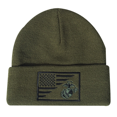 Rothco Olive Drab USMC US Flag Watch Cap 54980