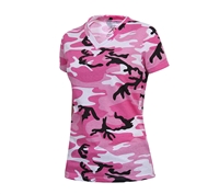 Rothco Women Pink Camo V-Neck T-Shirt 5654