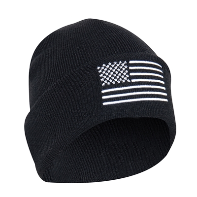 Rothco Black US Flag Watch Cap - 57877
