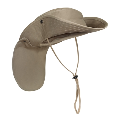 Rothco Adjustable Khaki Boonie Hat With Neck Cover 5906