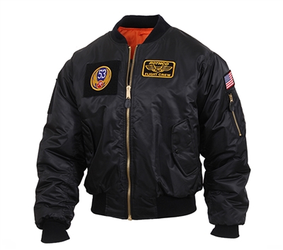 Rothco Black MA-1 Flight Jacket with Patches 7250