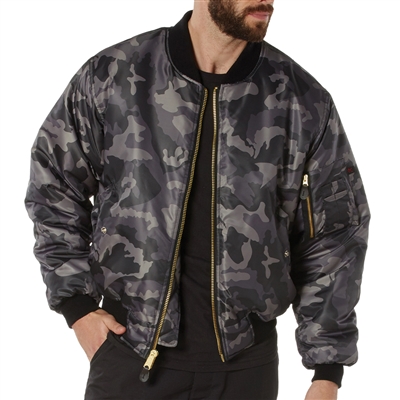 Rothco Black Camo MA-1 Flight Jacket 73330