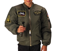 Rothco Kids Sage Flight Jacket With Patches - 7340