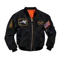 Rothco Kids Black Flight Jacket With Patches - 7341