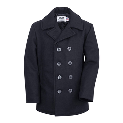 Schott Navy Wool Pea Coat - 740