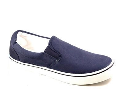 Zig-Zag Navy Canvas Slip On - 7234