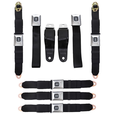 1967-69 Camaro Deluxe Full Lap Belt Set with Shoulder Belts