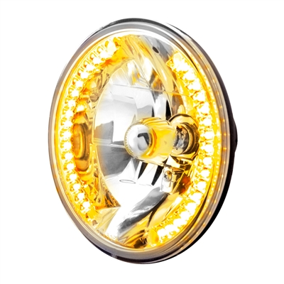 7" Ultralit Crystal Headlight with Amber  LED Position Lights