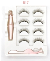 4 pairs x N17 (Sexy) - Reusable Magnetic Eyelashes & Eyeliner Kit (No Glue Needed)