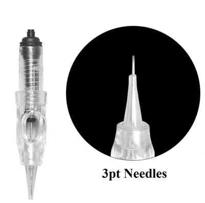 10 pcs x 3 pt Round Machine Needles (Black Tip)