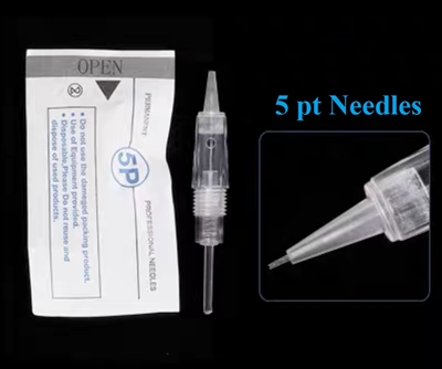 10 pcs x 5 pt Round Machine Needles (Transparent Tip)