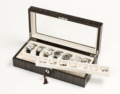 Luxury Watch Box, Spider Ebony Macassar