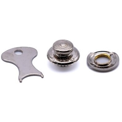British Tenax® Fastener Button With Locking Nut (Nickel plated Brass) & Key