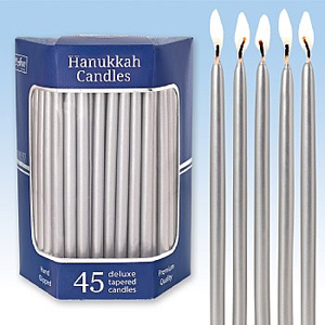 Metallic Silver Hanukkah Candles - 5 inches tall!