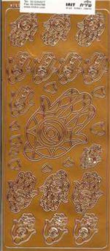 Chamsa Sticker - Copper - 1 lg, 6 med, 8 sm, 1 vsm per pkg
