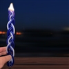 Blue and White Flat Beeswax Havdalah Candle