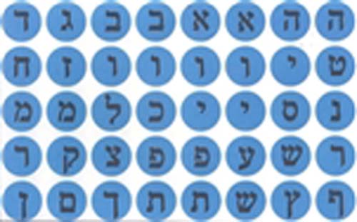 Blue Dot Aleph Bet Stickers