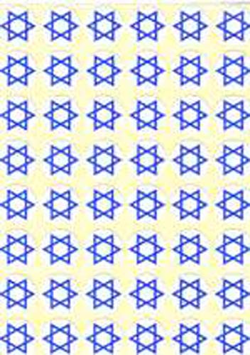 Blue on White Magen David Stickers - 48/sheet - 10 pack