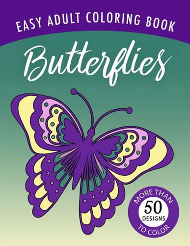 Butterflies Easy Adult Coloring Book