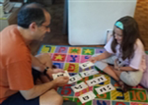 Lily and Dad Playing a Game of Alef Bet Fish