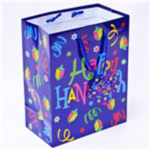 Brightly colored "curly" gift bags