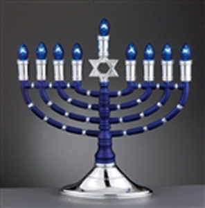 Blue and Silver Electric Menorah