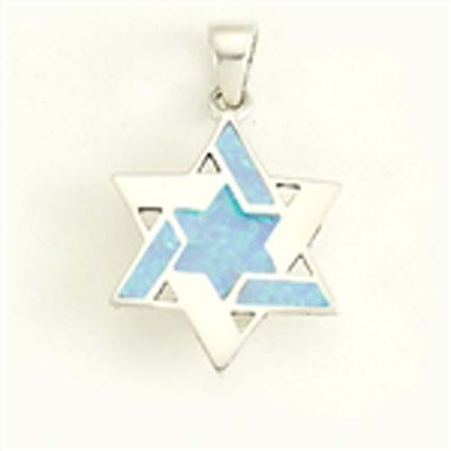 Sterling Star of David with Opal Pendant .75"