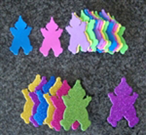 Foam Clown Cut-Outs in Bright Purim Colors