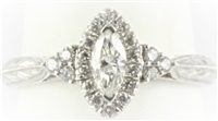 Marquise Halo Ring with Three Diamonds on Sides