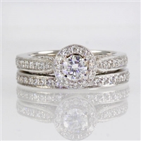 Round diamond 1ct tw halo wedding set