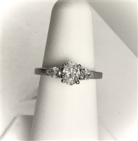 14K White Gold Oval and Pear Engagement Ring