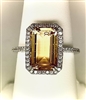 White Gold Citrine and Diamond Ring