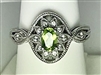 White Gold Peridot and Diamond Victorian Ring