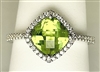 Peridot and Diamond Halo Ring