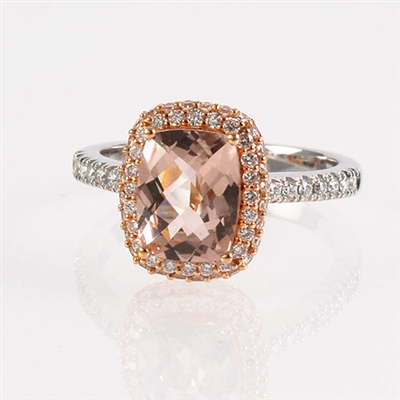 Morganite and diamond ring in 18K gold