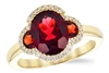 Yellow Gold Garnet and Diamond  Halo Ring