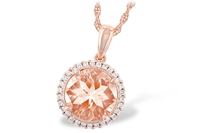 14kt Rose Gold Morganite Pendant with Diamond | Bluestone Jewelry | Tahoe  City, CA