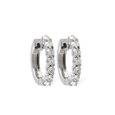 1/2 carat diamond hoop earrings in 14k white gold